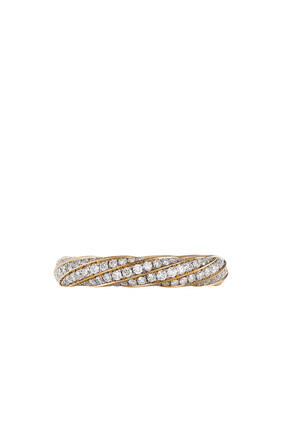 Cable Edge Band Ring, Recycled 18K Yellow Gold & Diamonds